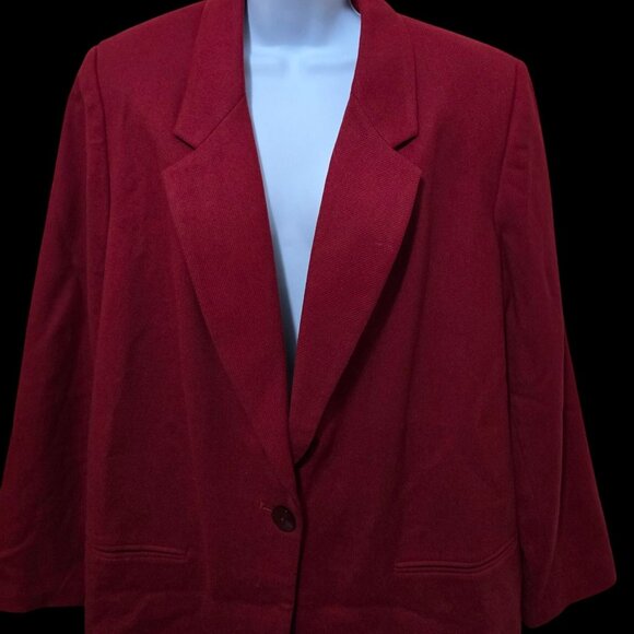 Vintage Harbor Red Wool Blend Blazer Jacket Size old money, elegant classic - Picture 3 of 9
